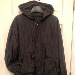NAUTICA JEANS Reversible black/dark grey jacket fleece hood warm